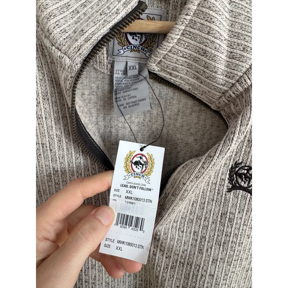 Cinch Mens XXL Quarter Zip Pullover‎ Ribbed Knit Fleece Sweater